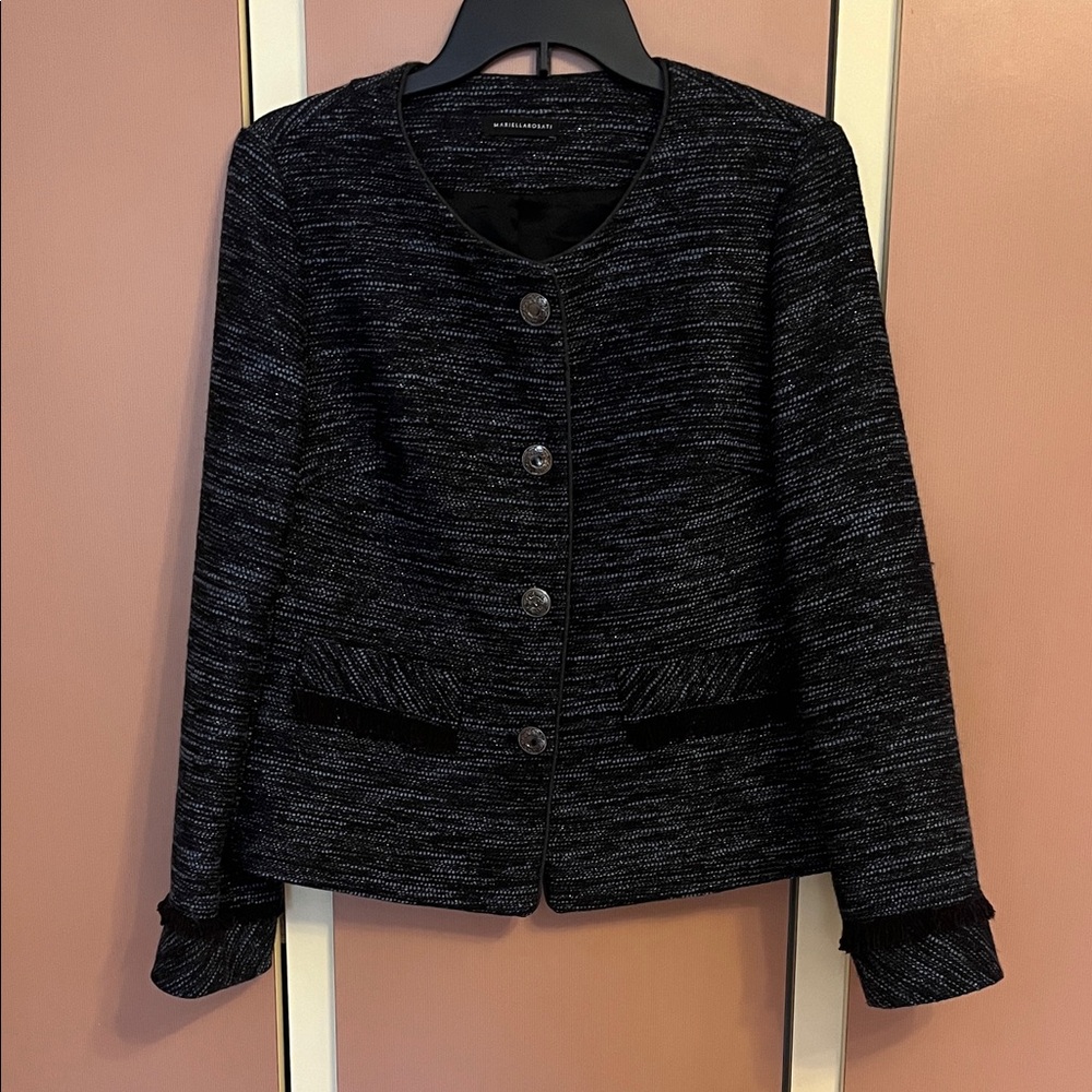Navy and Black Textured Blazer